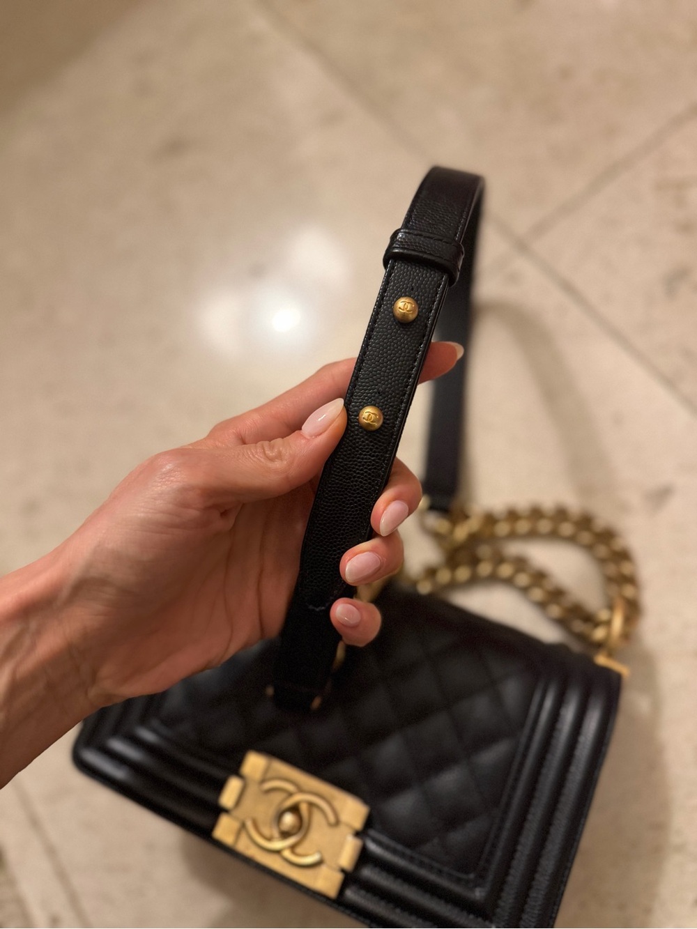 CHANEL Black Quilted Boy Crossbody with Gold Hardware - Picture 9 of 11